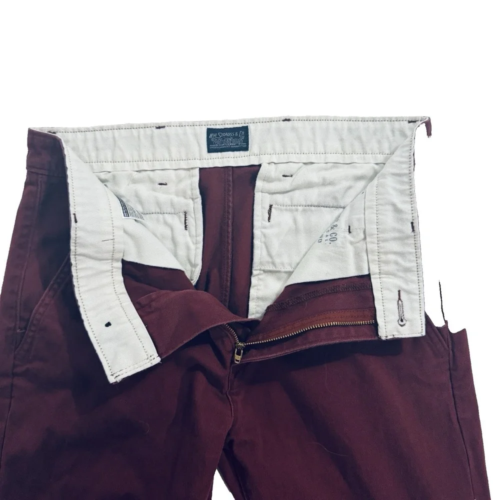 Levi Straus Chino Pants Men's 32x29 Straight Leg Cotton Stretch Wine Red